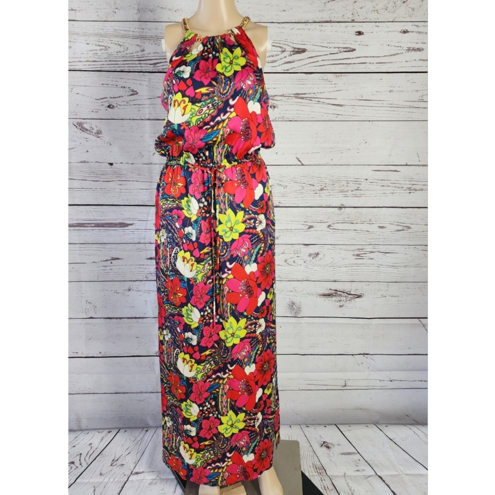 Laundry by Shelli Segal Chain Halter Floral Maxi Dress - Small (Estimated)